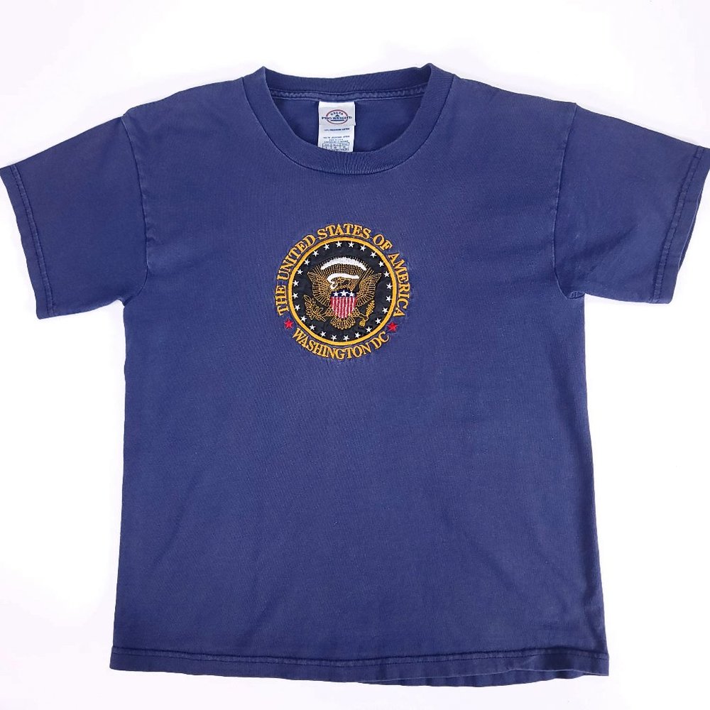 Delta Pro Weight US Seal T-Shirt Youth L Navy Blue Embroidered Washington DC‎
